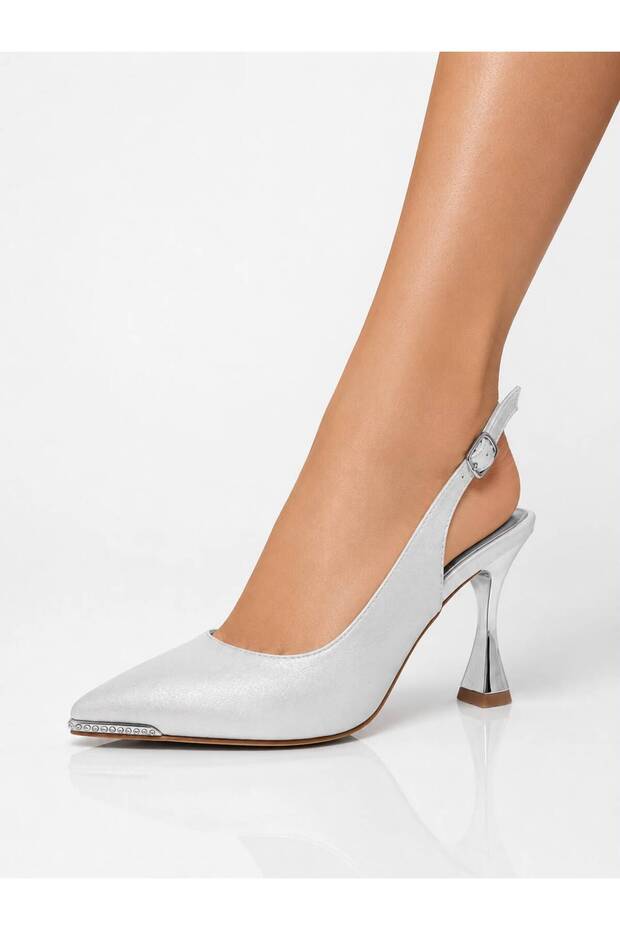 Women's Comfortable Heel Special Design Evening Dress Shoes with Stone Detail