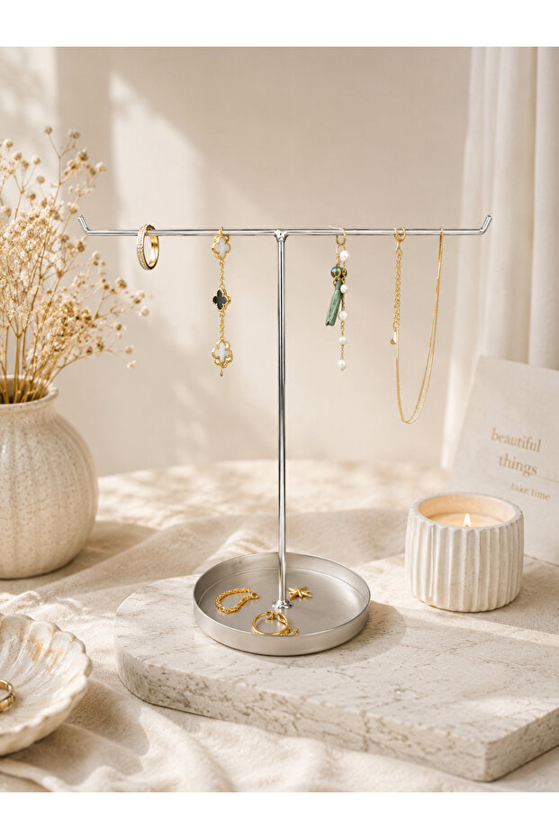 Silver Color Metal Jewelry Stand - Organizer