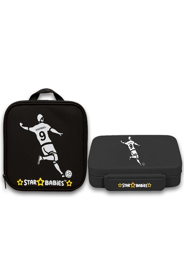- Football themed Bento Lunch Box with 4 Compartments, BPA Free, Leak-Proof with insulated Lunch Bag
