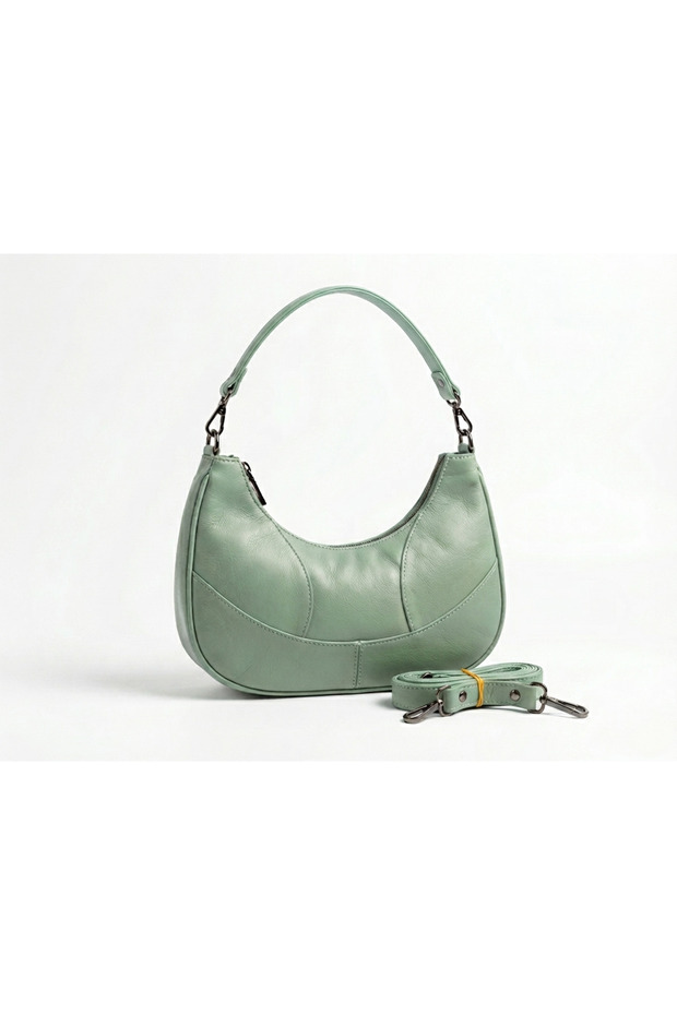 Genuine Leather Women's Baguette Bag with Long Detachable Strap (28 cm X 15 cm)