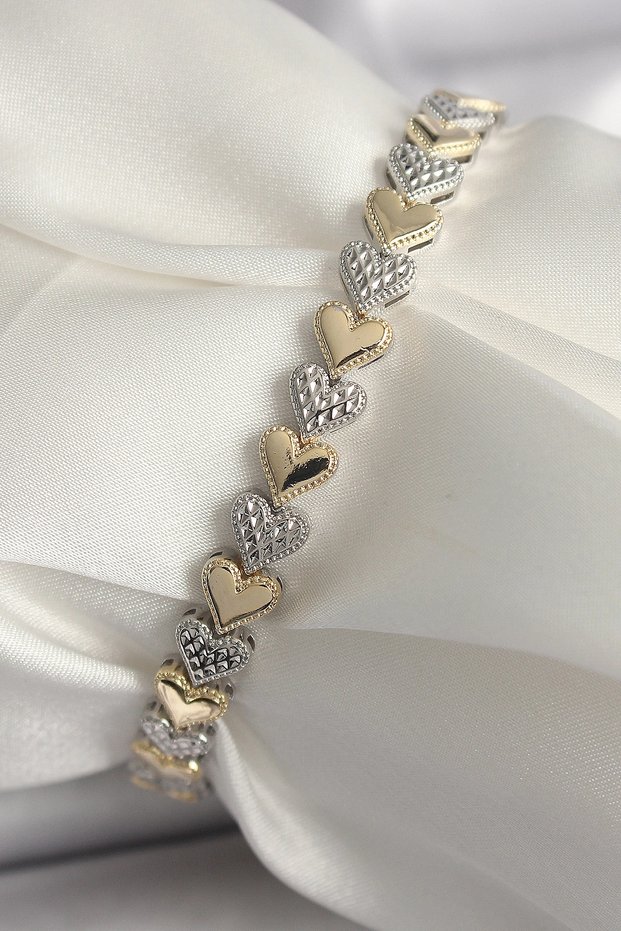 Brass Mix Color Zircon Stone Heart Model Vip Series Women's Bracelet