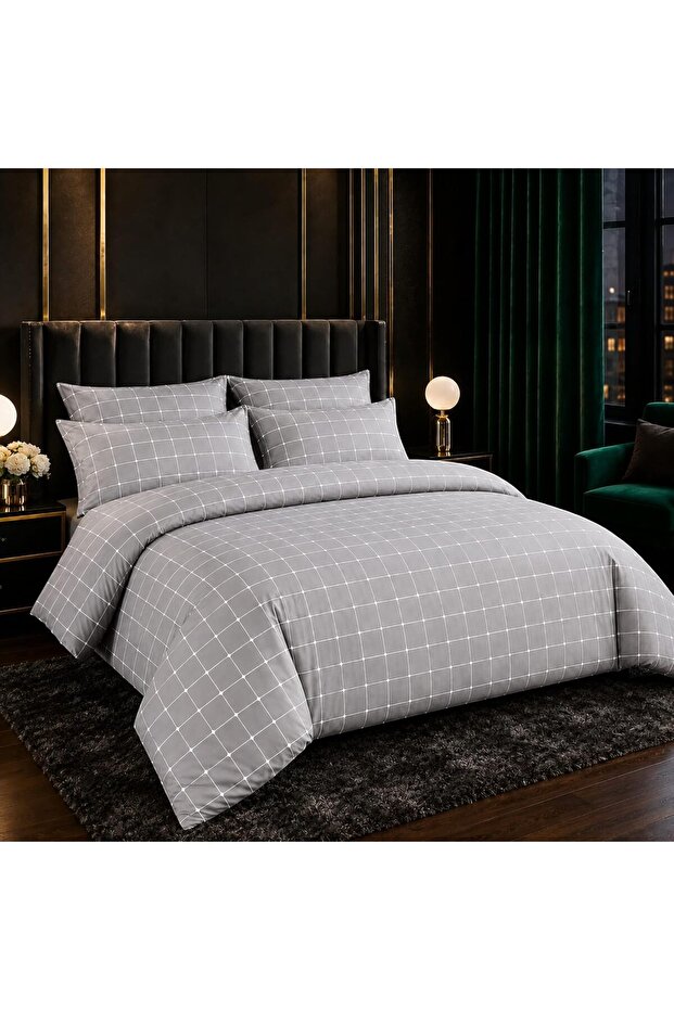 Lazzaro Double Duvet Set - Premium Microfiber Reversible Double Duvet Cover (200 x 200 cm) 3 PCs