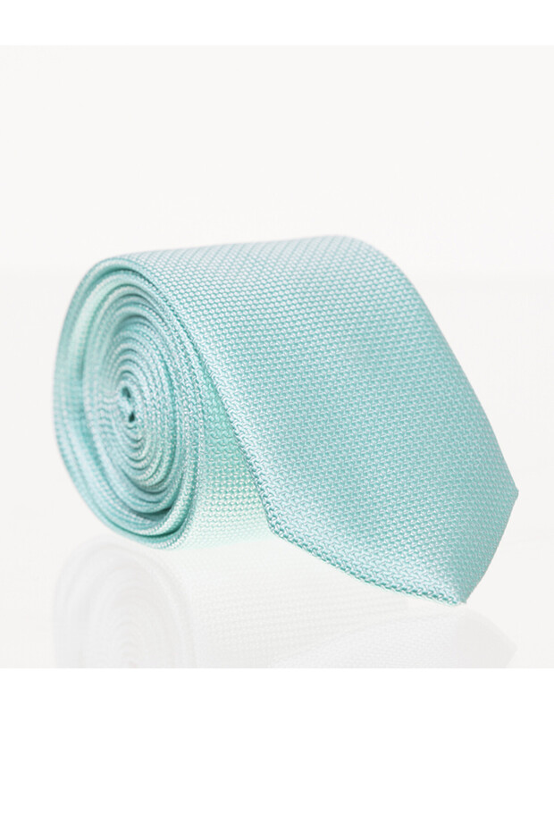 Water Green Slim Fit Solid Color Woven Tie Ddk-22