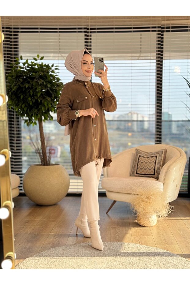 25K6007 غطاء أمامي وغطاء للجيب مع مشبك إغلاق باللون الكاكي