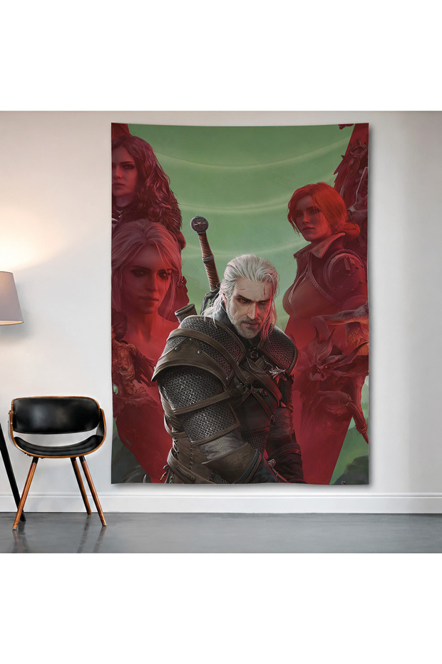 The Witcher Geralt of Rivia Wall Covering Wall Tapestry First Quality Satin Fabric Poster