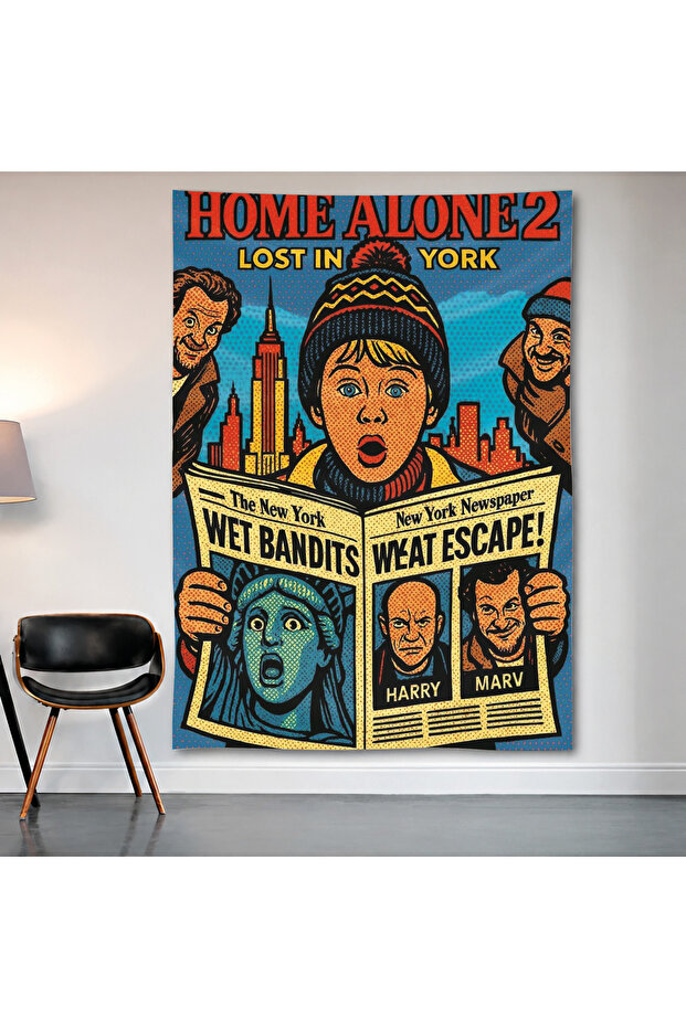 Home Alone 2 Wall Covering Wall Tapestry First Quality Satin Fabric Poster
