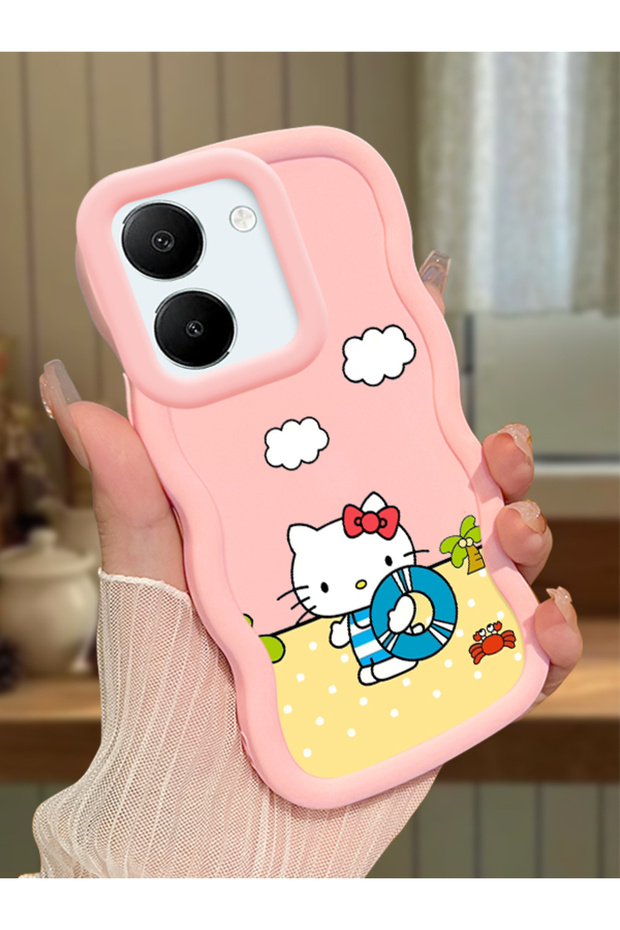 Vivo Y36 4g Compatible Case Camera Protector Pink Silicone Couple Phone Case Kitty Pattern