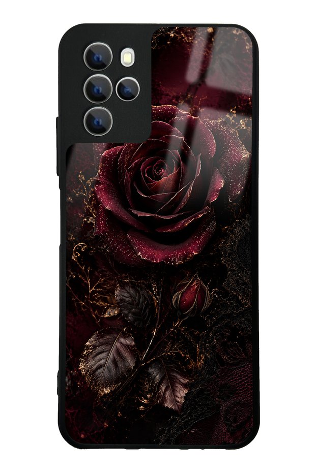 Omix X700 Glossy Phone Case with Midnight Velvet Rose Design
