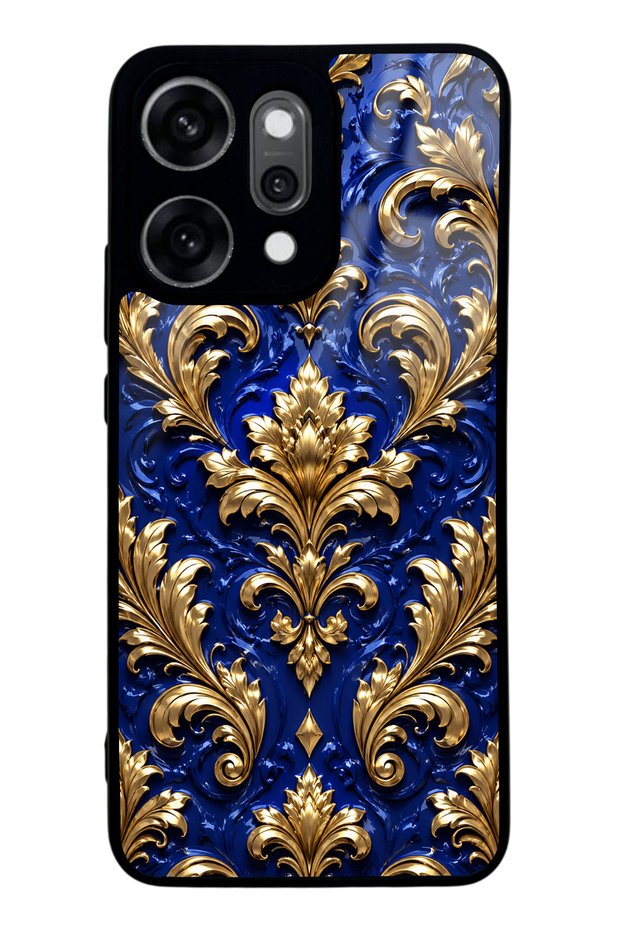 Oppo Reno 14 Pro Royal Sapphire Baroque Design Glossy Phone Case