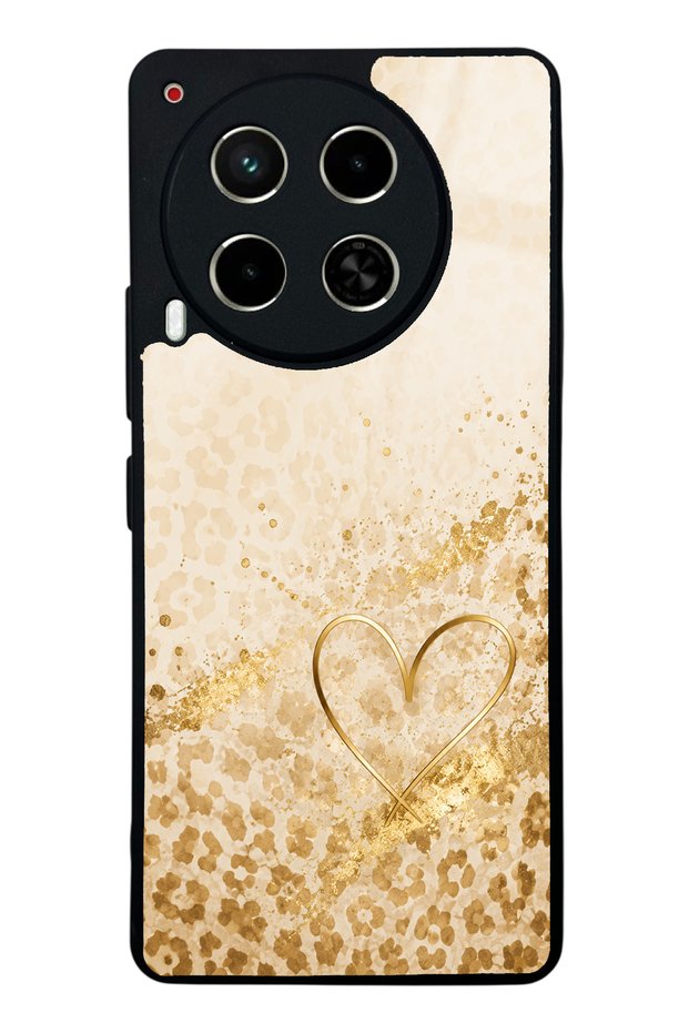 Tecno Camon 30 Golden Heart Glow Design Glossy Phone Case