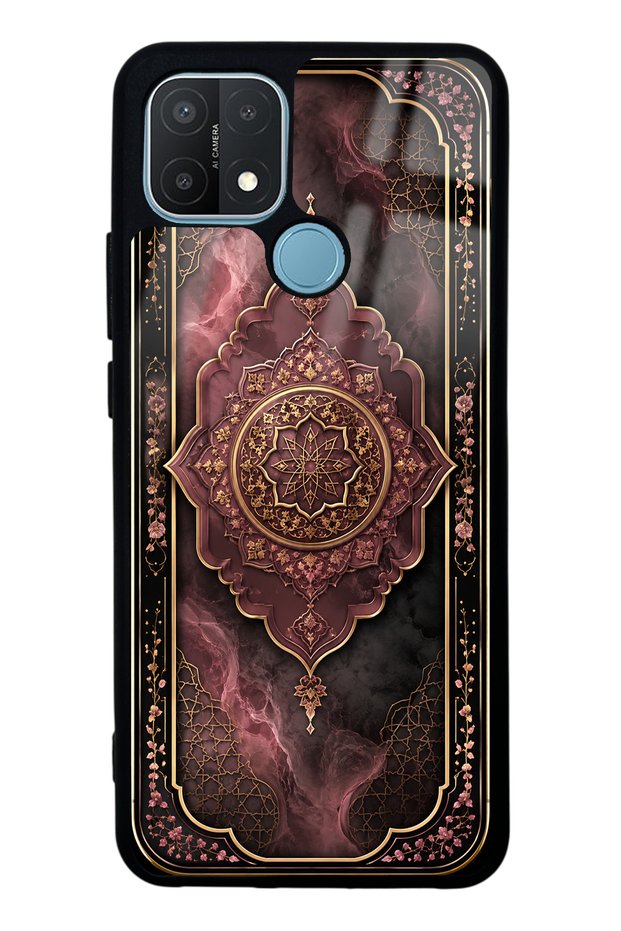 Oppo A15 Rosewood Ottoman Medallion Design Glossy Phone Case