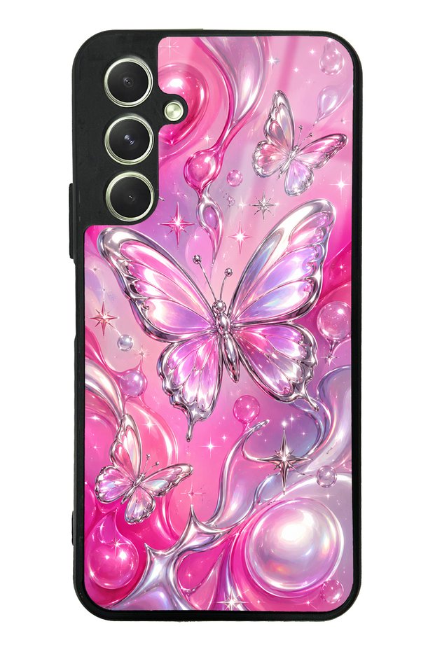 Samsung A54 Pink Prism Butterfly Design Glossy Phone Case