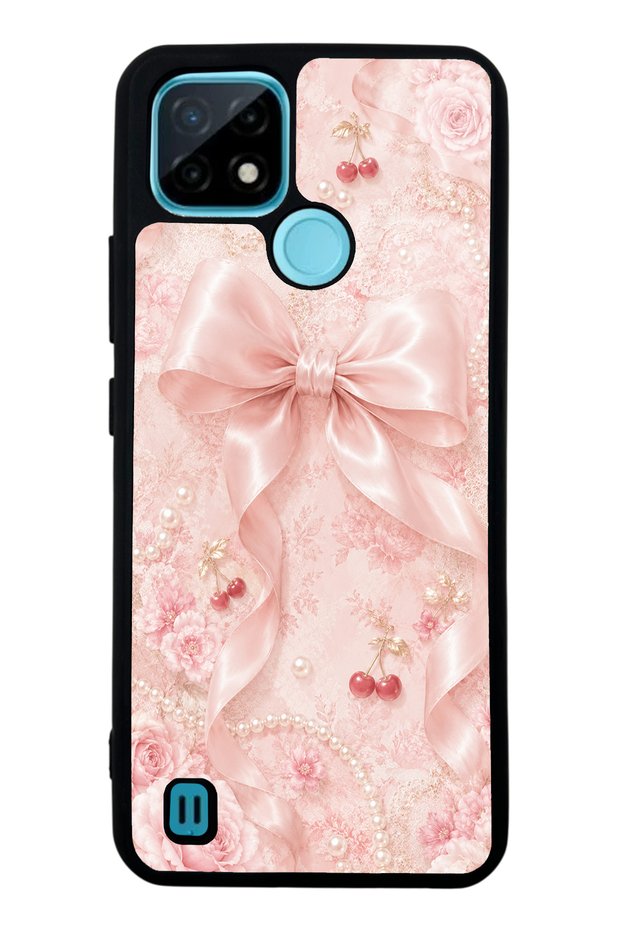 Realme C21 Glossy Phone Case with Cherry Blush Bow Design