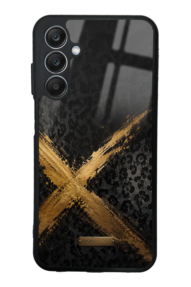 Samsung A25 Golden Leopard X Design Glossy Phone Case