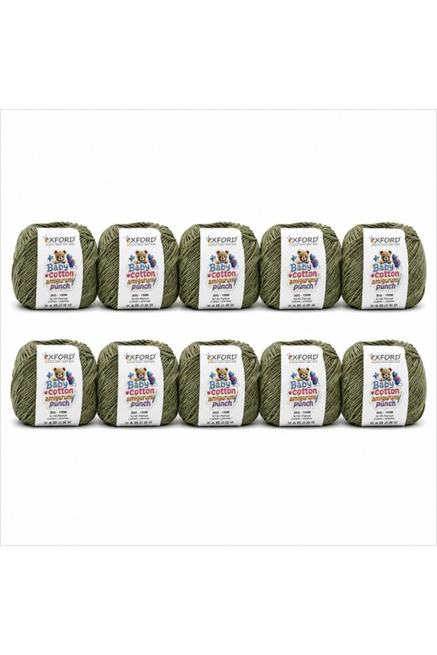 Pack of 10 Oxford Baby Cotton Amigurumi Punch 50Gr/150M No:050 Nefti Green
