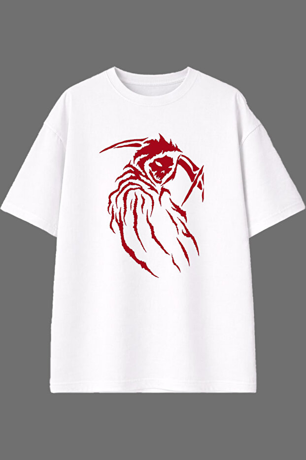 Angel of Death Design Pre-Printed White Oversize T-Shirt