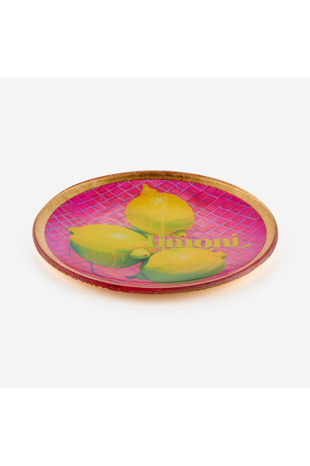 Yellow Glass Lemon Decorative Plate 13X1X13 cm