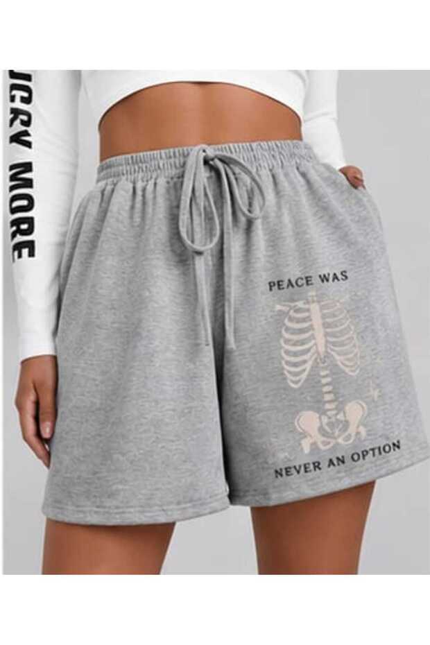 Silatrend Unisex Oversize Relaxed Fit High Waist Special Design Printed Summer Shorts