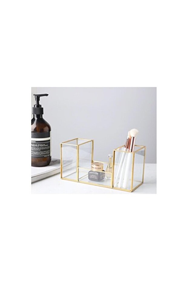 Stylish and Functional Gold Color Makeup Brush Holder Organizer