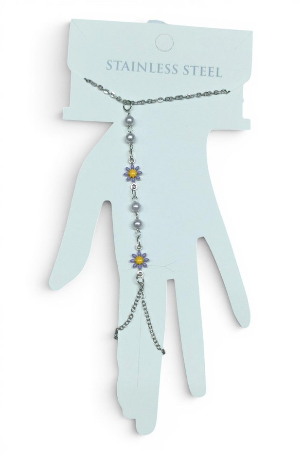 Silver Color Flower Pearl Steel Şahmeran Stainless Steel Colorfast Gift