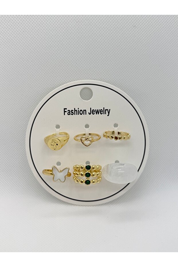 Mixed figure variable model 6-piece adjustable size and joint combination ring set