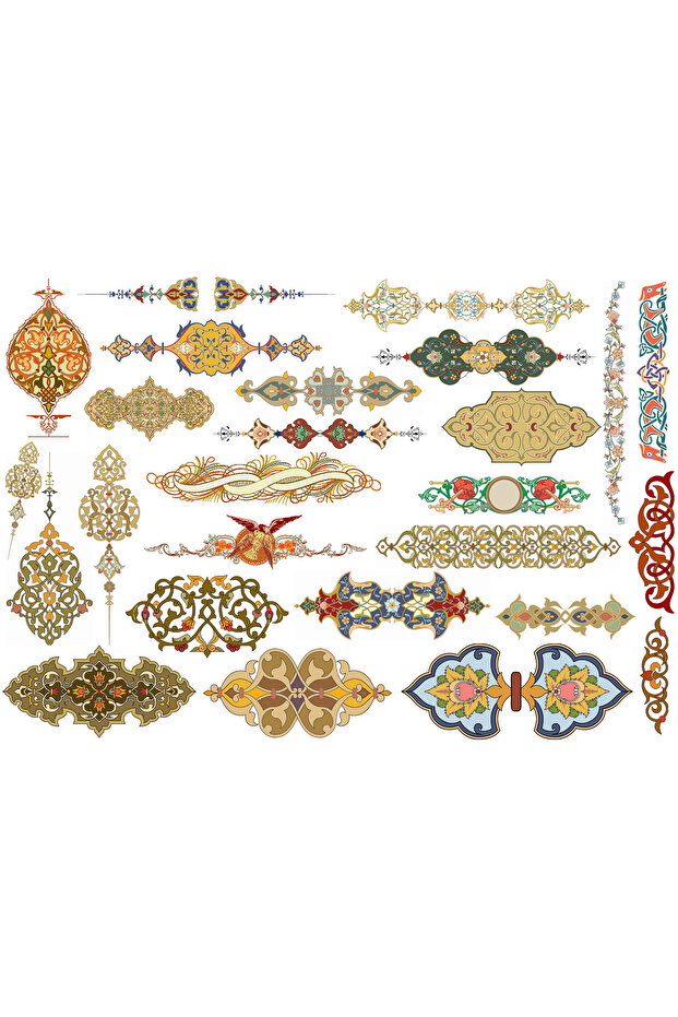 مجموعة ملصقات ذات إطار ونقوش تقليدية (21×31 سم، مجموعة واحدة)