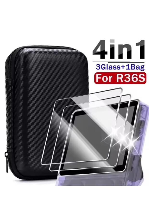 4 IN 1-A 4 IN 1 Storage Case Game Console Travel Carrying Bag Screen Protectors Tempered Glass Film