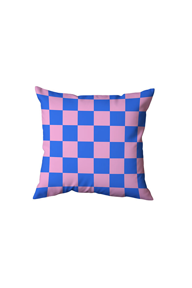 Blue Pink Checkered Pillow, Gift