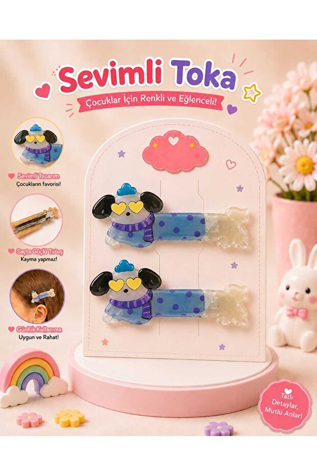 Children's Hair Clips with Cute Animal Figures, Set of 2