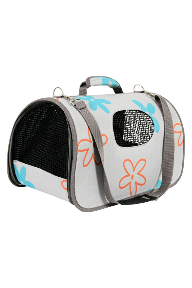 Flower Waterproof Pet Carrier With Removable Bottom - Grey