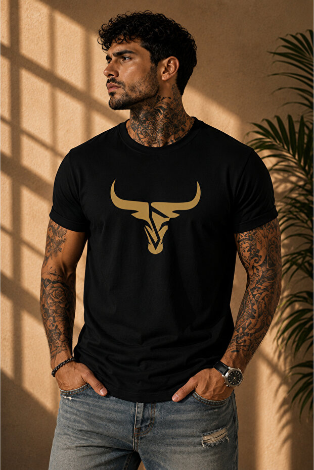 Unisex Oversize Cow Head Printed Premium T-Shirt 100% Cotton Crew Neck T-Shirt