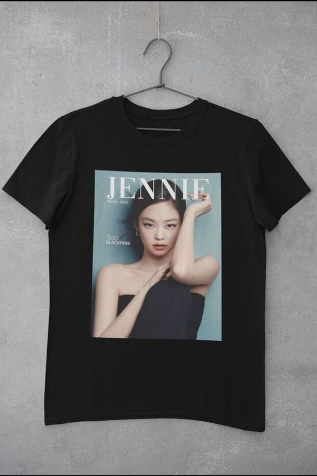 Black Pink Jennie Printed Oversize Crew Neck Summer T-Shirt