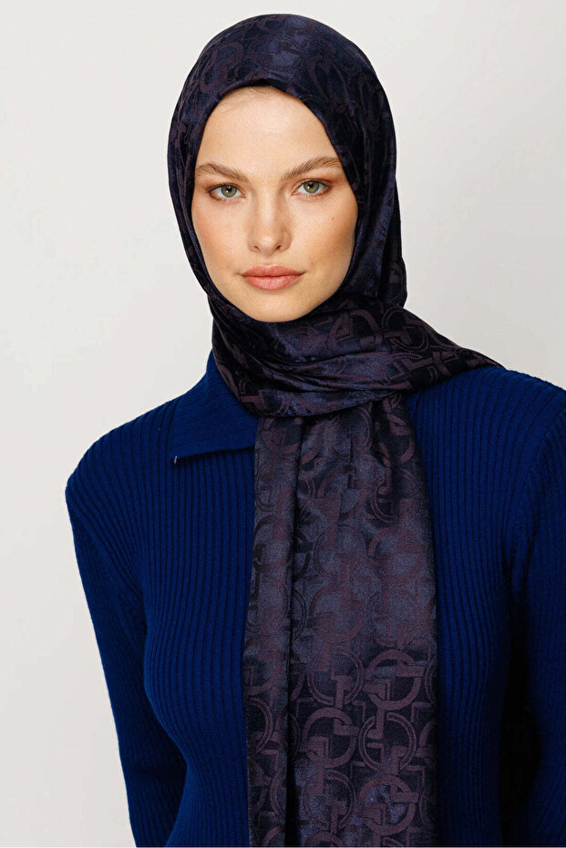 شال نسائي منسوج من الجاكار اللامع بنمط حلقي 75x185 سم
