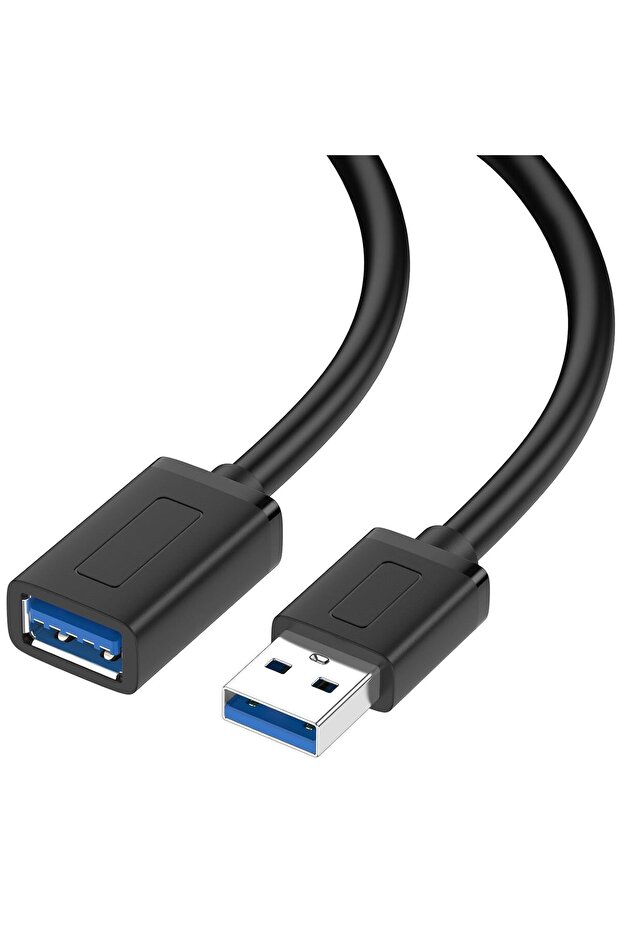 كابل تمديد USB 3.0 بطول 1 متر، كابل نقل بيانات عالي السرعة من النوع A ذكر إلى أنثى، متوافق مع الطابعة، الماسح الضوئي، الكاميرا، لوحة المفاتيح، قارئ البطاقات، القرص الصلب، محرك أقراص USB (أسود 0.5 متر)