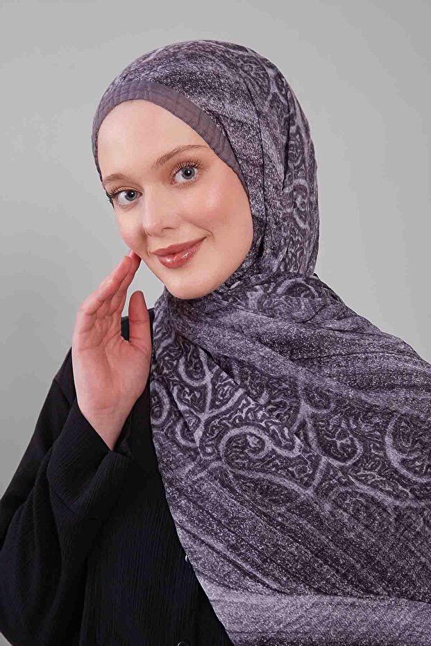 شال قطني من الموسلين المختلط باللون الأنثراسيت