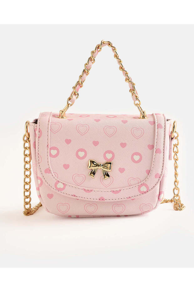 Girls Pink Embellished Bow Bag
