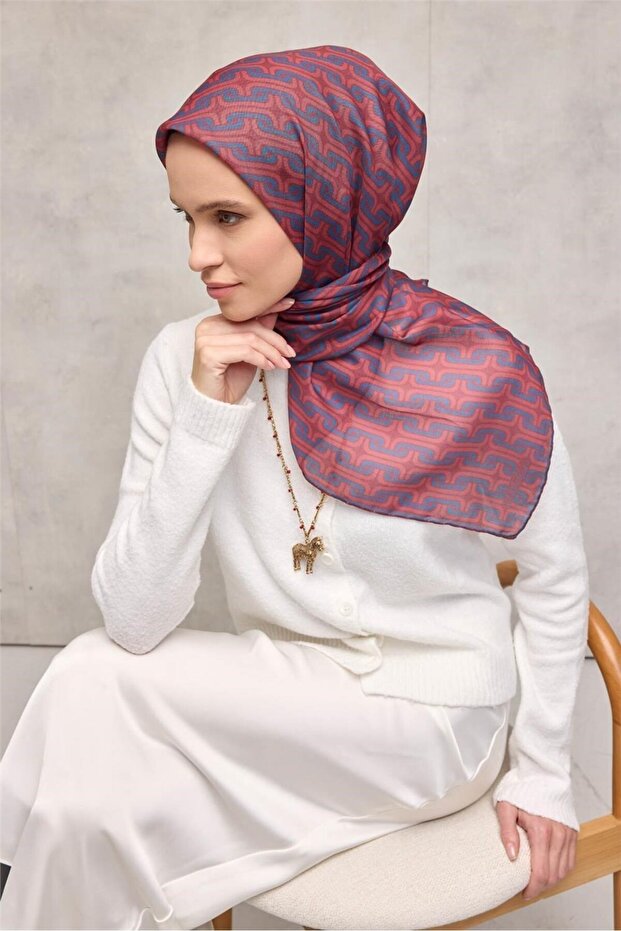 Cotton Polyester Soft Scarf Geometric Pattern Tile 90X90