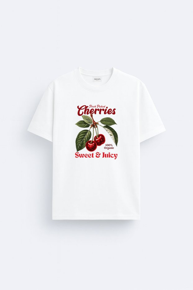 Cheery Kiraz Pinterest Girl Printed Cotton White T-Shirt T-Shirt