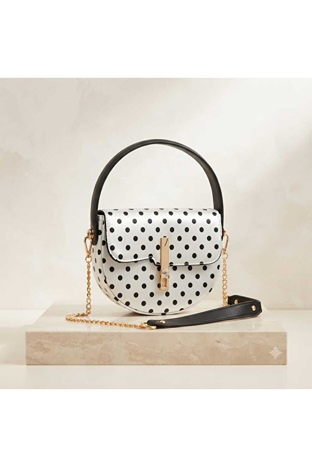 Women's Gold Lockable Chain Strap Hand and Shoulder Bag