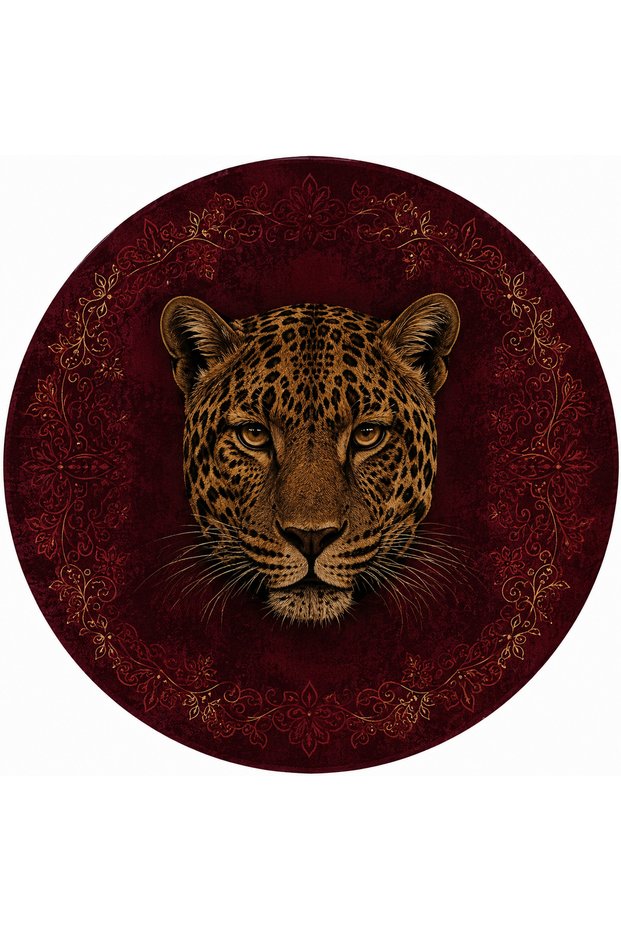 Dora Red Leopard Patterned Modern Woven Base Decorative Carpet Sdtamour4030