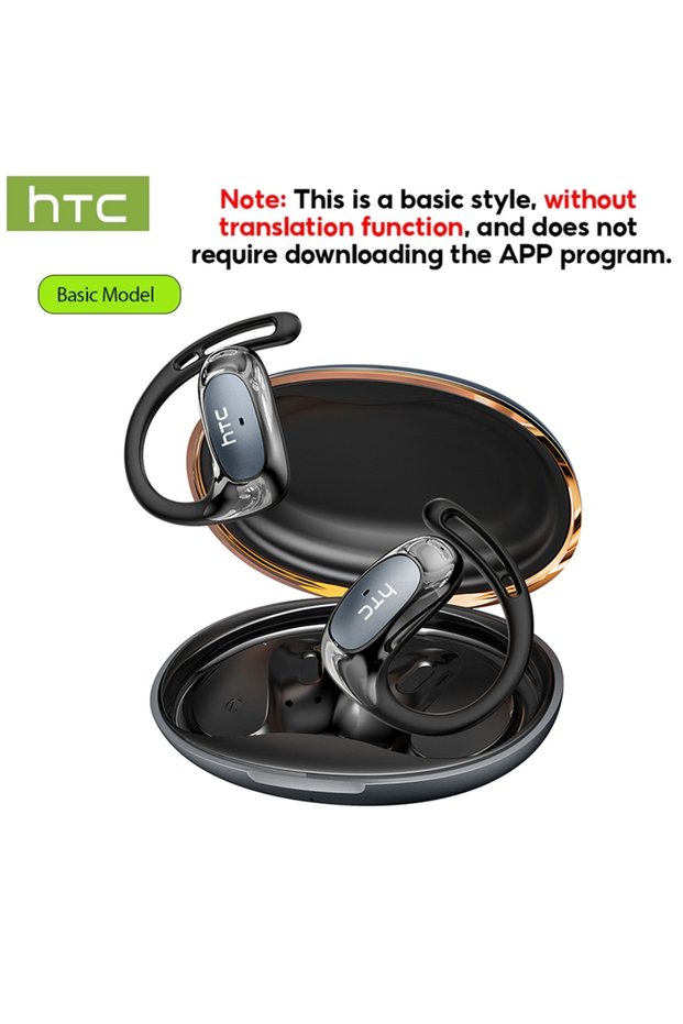 Grey HTC NE35 Wireless Bluetooth Earphone AI Language Translation OWS Low Latency Earbuds Earhook Sp