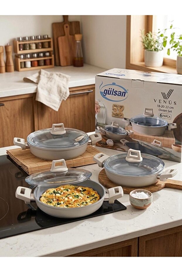 Venus Ceramic 18-20-22 cm Pan Set with Bakelite Handle