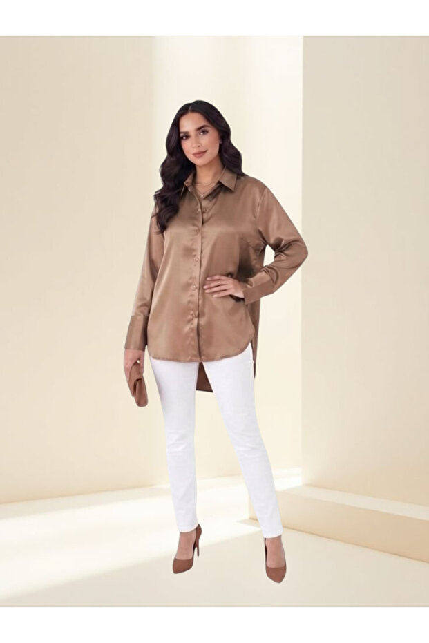 Elegant Oversized Satin Button-Down Shirt