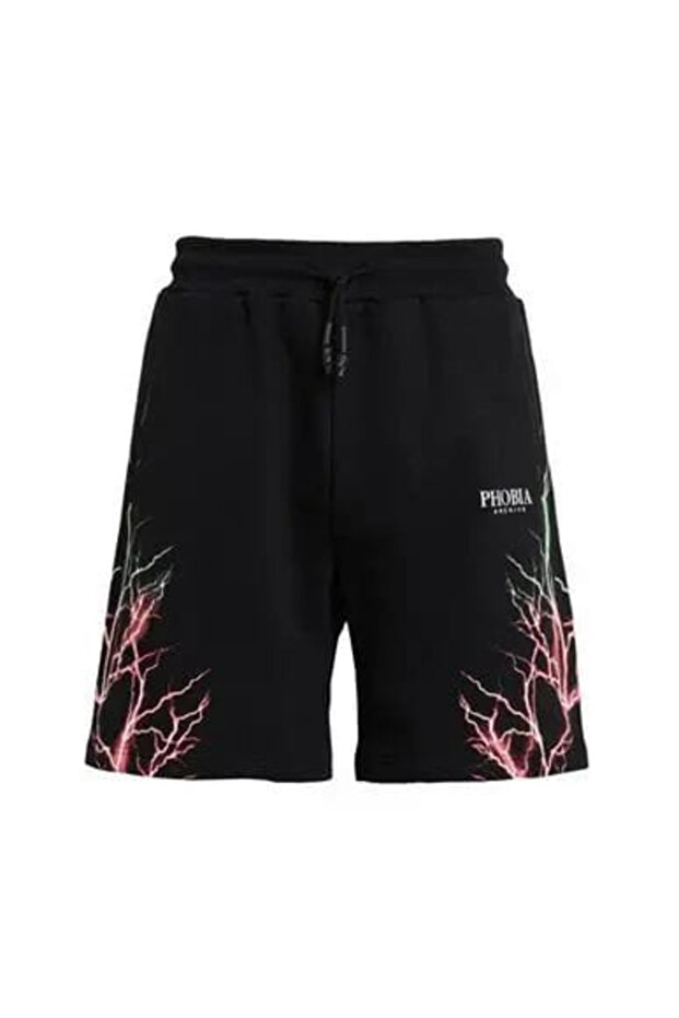 Hanangiyim Unisex Oversize Relaxed Fit High Waist Special Design Printed Summer Shorts