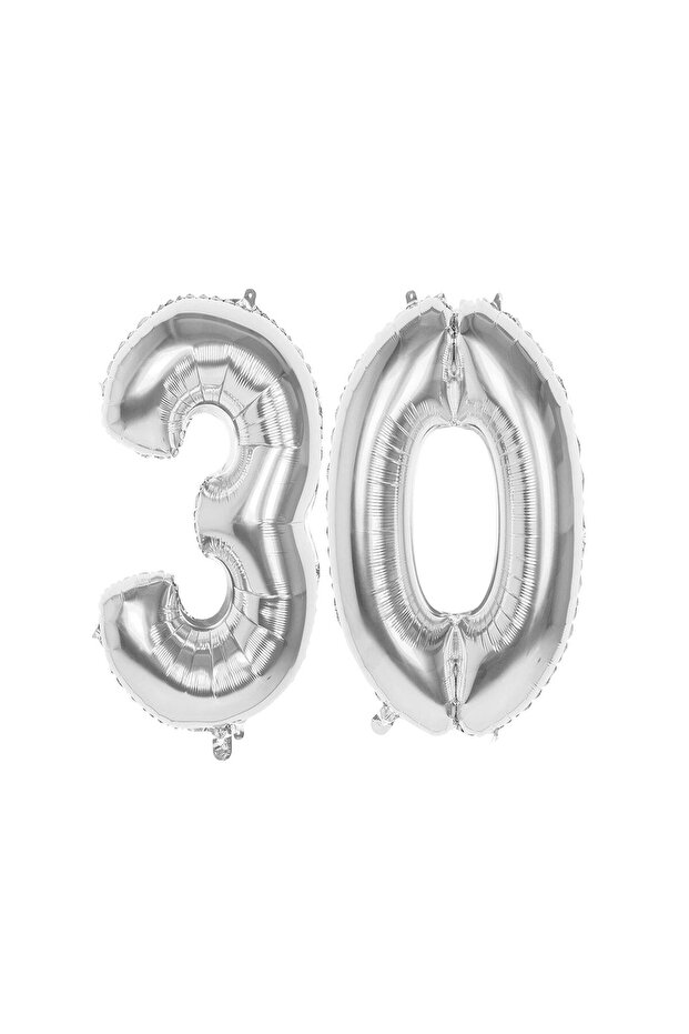 Number 30 Silver Foil Balloon 16 Inches 40 cm