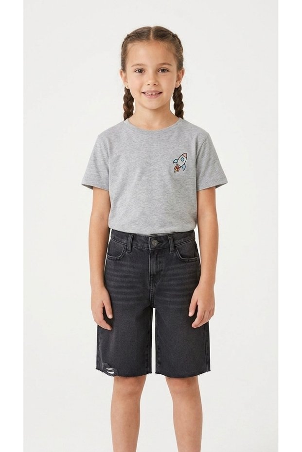 Jean Girls' Shorts Black Color 9/14 Years