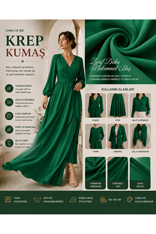 Yeşil Krep Kumaş