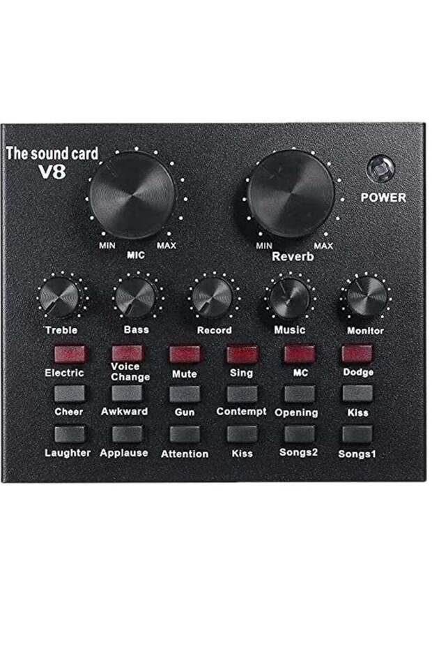 V8 Live Sound Card Audio Mixer USB External Sound Card Headset Microphone Live Sound Card