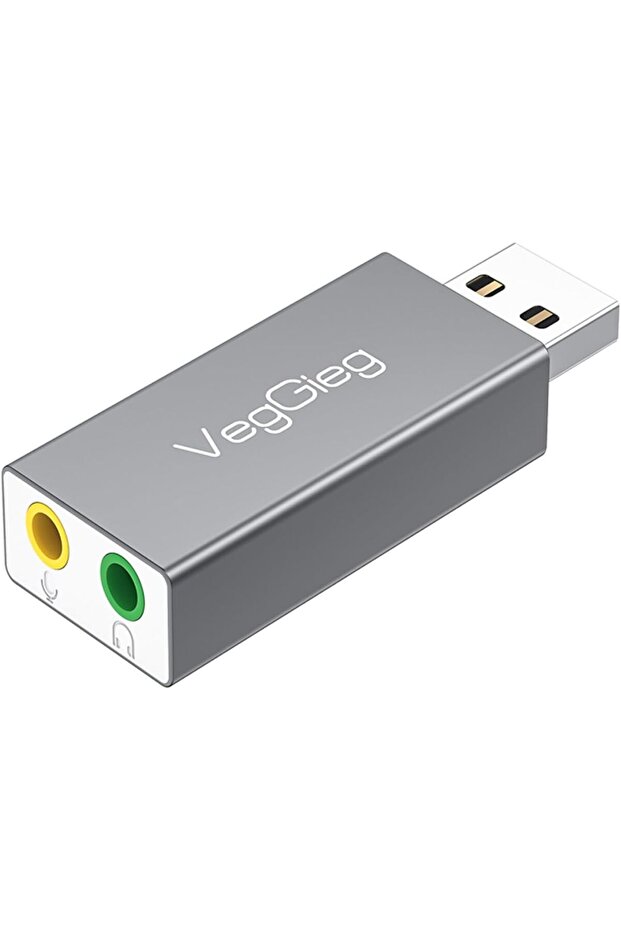 محول بطاقة صوت خارجية USB من Albemo مع مدخل سماعة رأس وميكروفون 3.5 ملم 888483