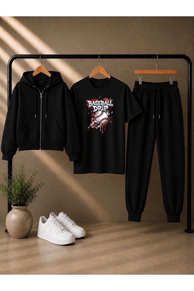 Busekids New Season Printed 3-Piece Set Long/Short Sleeve T-Shirt and Jacket Set